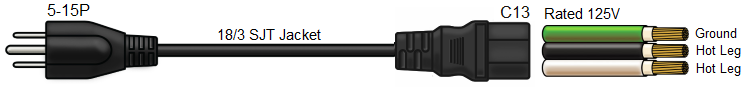 5-15p to c13 computer power cable