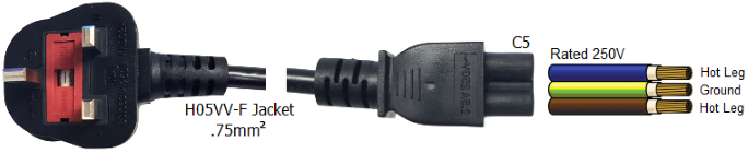 UK to C5 Power Cable