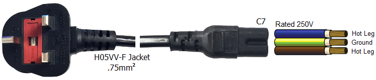 UK to C7 Power Cable